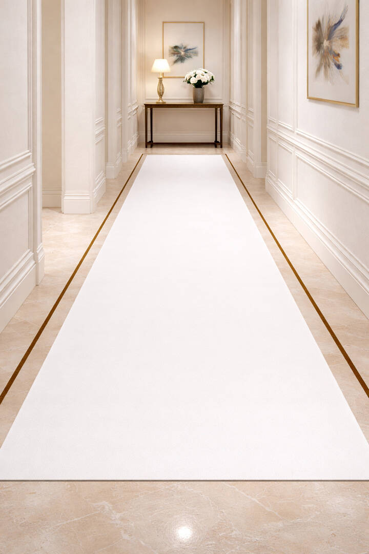 Sofistike Desen Raymond Akrilik Makine Yolluk Özel Ölçü Kesme Halı Ra07 Krem - 1