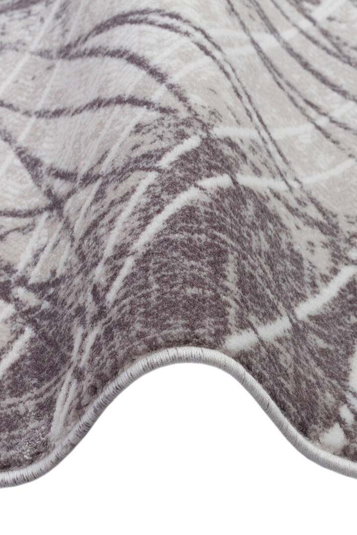 Sofistike Desen Raymond Akrilik Makine Yuvarlak Halı Ra05 Gri - 3