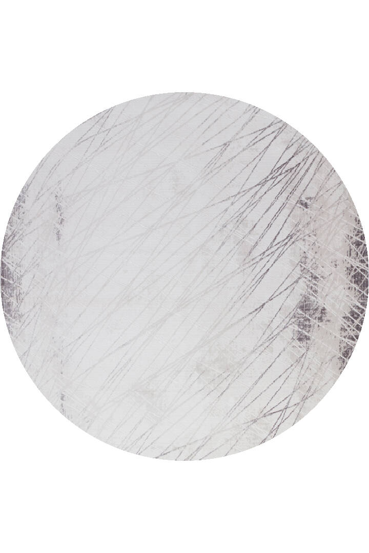 Sofistike Desen Raymond Akrilik Makine Yuvarlak Halı Ra05 Gri - 1