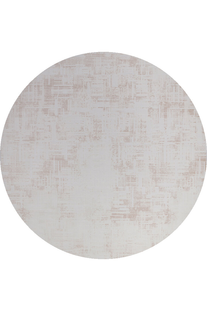 Sofistike Desen Raymond Akrilik Makine Yuvarlak Halı Ra08 Krem 
