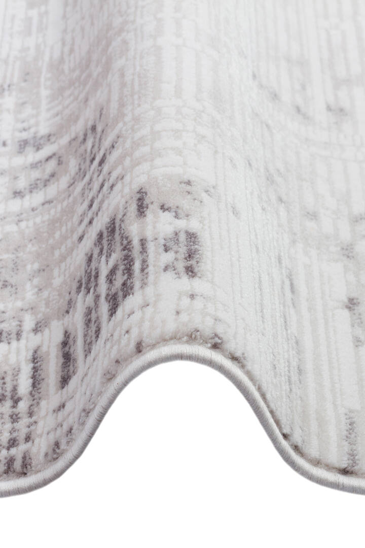 Sofistike Desen Raymond Akrilik Makine Yuvarlak Halı Ra09 Gri - 3