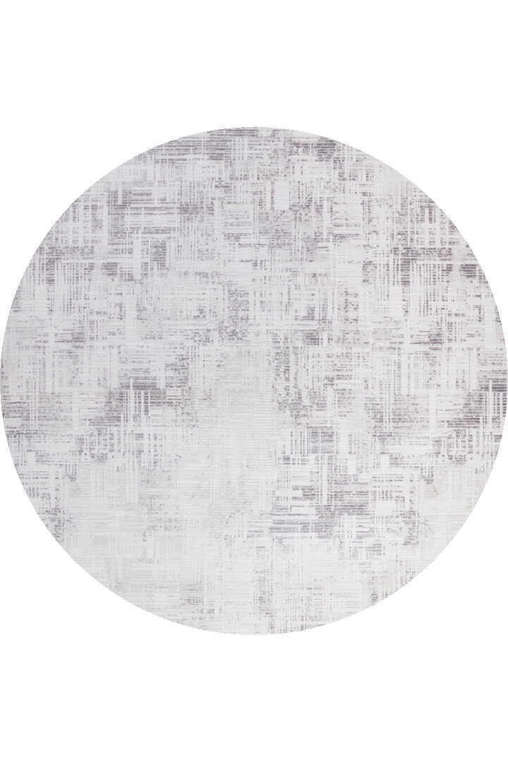 Sofistike Desen Raymond Akrilik Makine Yuvarlak Halı Ra09 Gri - Frenda