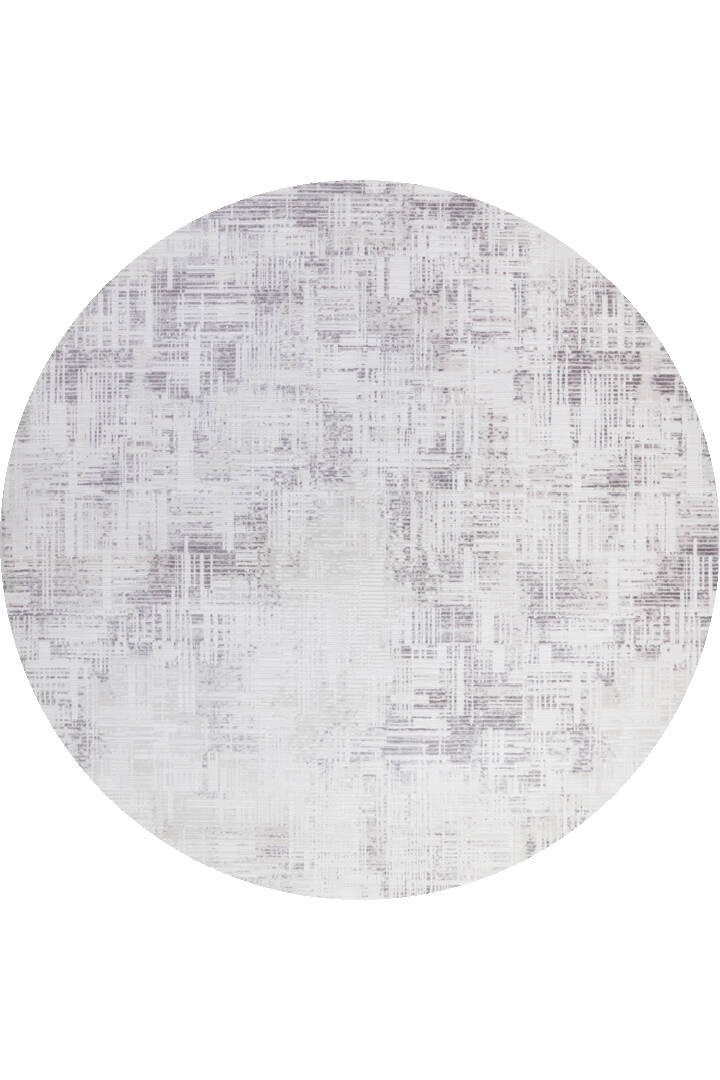 Sofistike Desen Raymond Akrilik Makine Yuvarlak Halı Ra09 Gri - 1