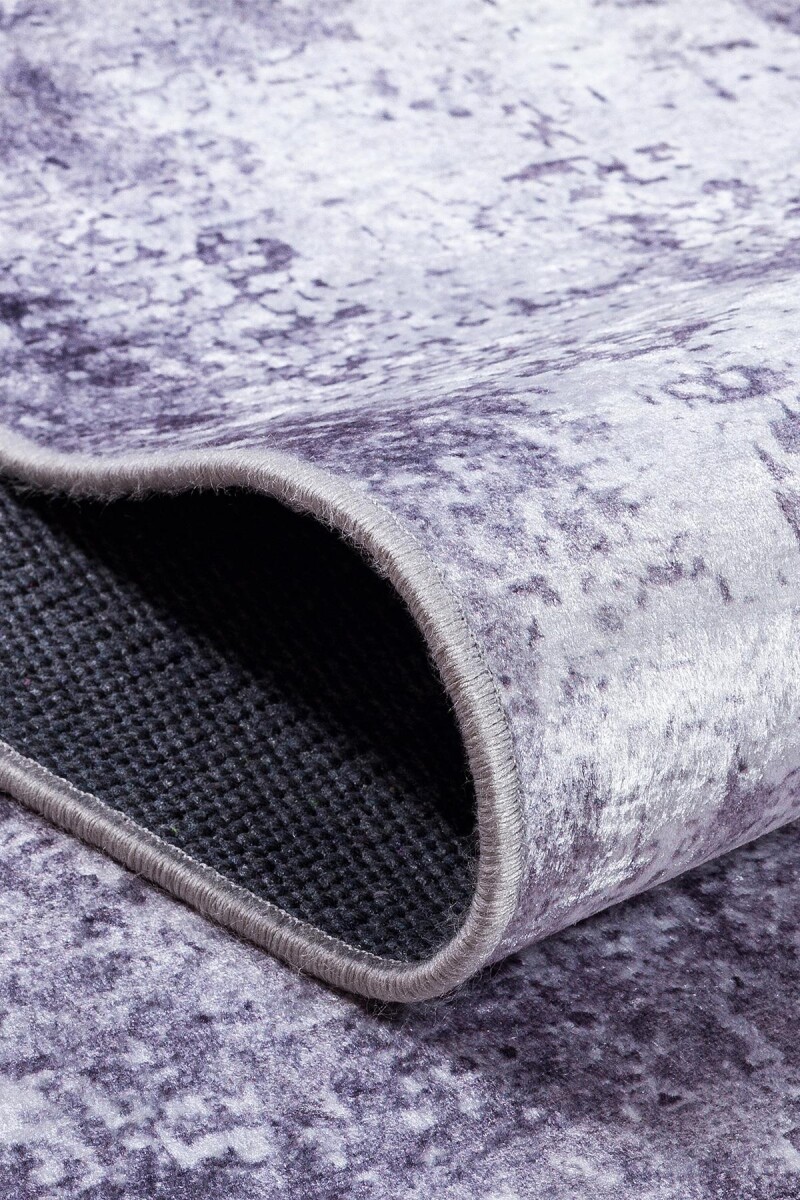 Soyut Desen Pamuk Taban Yıkanabilir Dijital Baskılı Halı Gri - 4