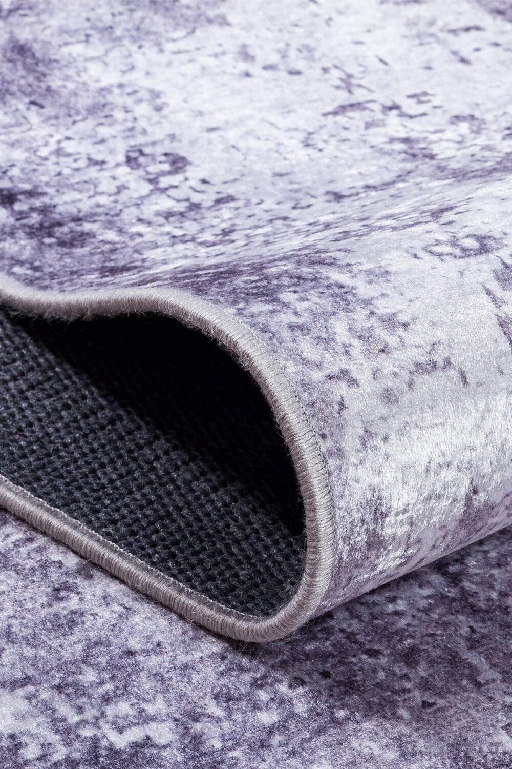 Soyut Desen Pamuk Taban Yıkanabilir Dijital Baskılı Halı Gri - 4