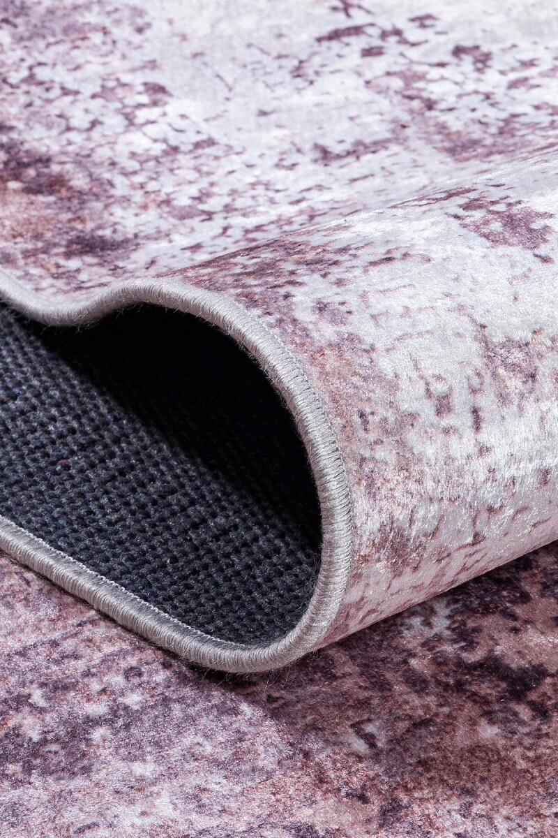 Soyut Desen Pamuk Taban Yıkanabilir Dijital Baskılı Halı Kahve - 4