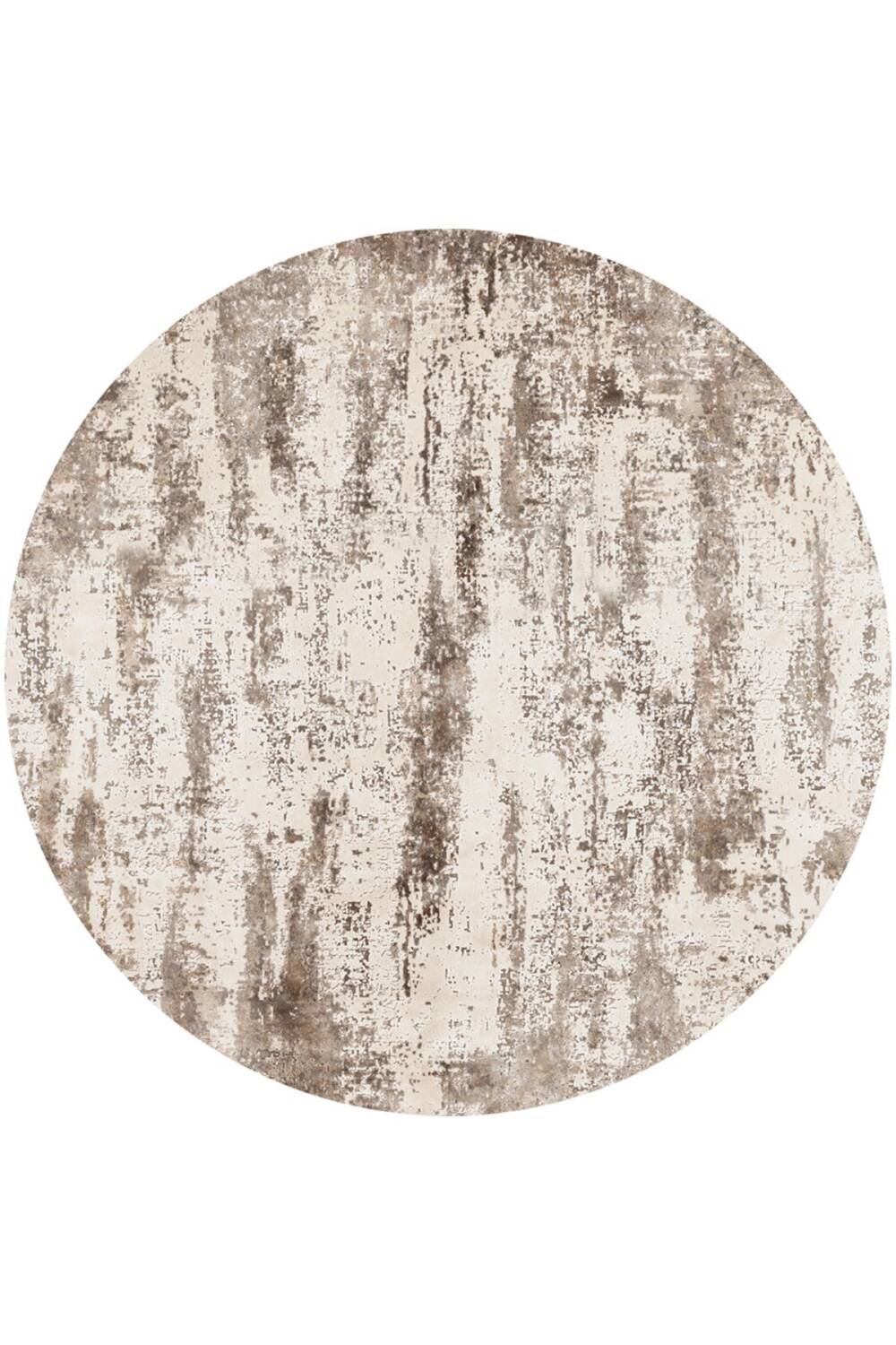 Soyut Desen Pamuk Taban Yıkanabilir Dijital Baskılı Yuvarlak Halı Kahve - 1