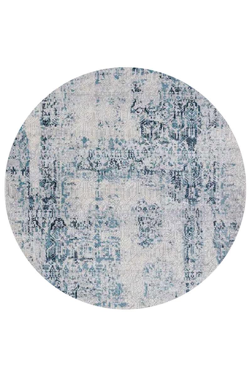 Trend Abstract Blue Soyut Desenli Modern Yuvarlak Halı 16625 Mavi - Frenda