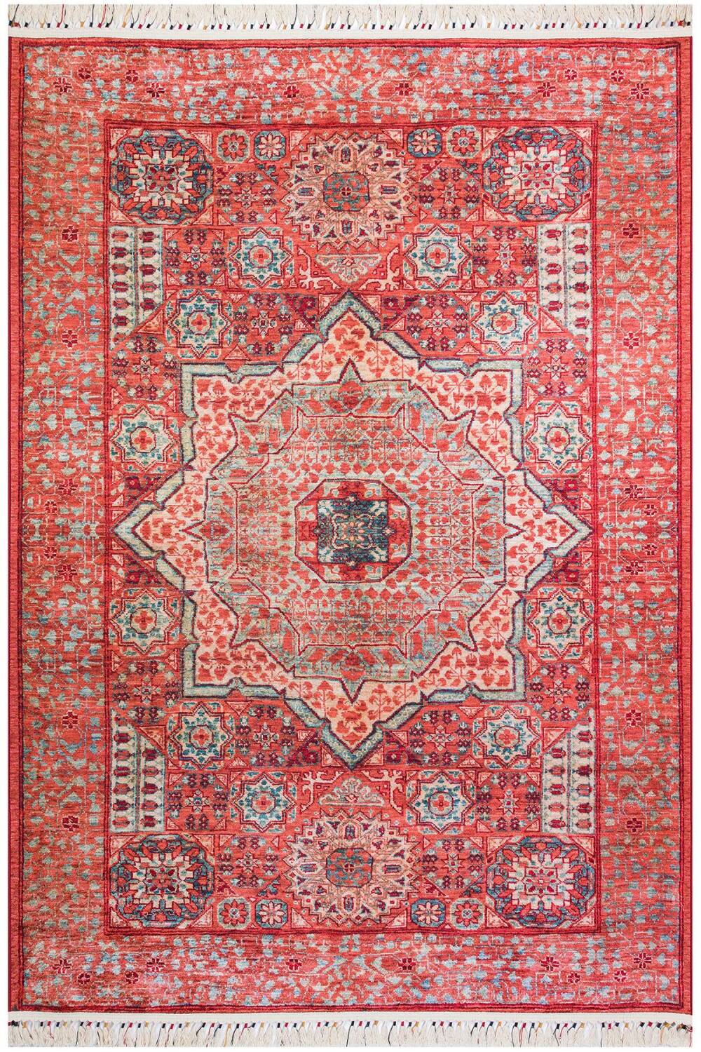 Vintage Desen Pamuk Taban Baskılı Halı - 2