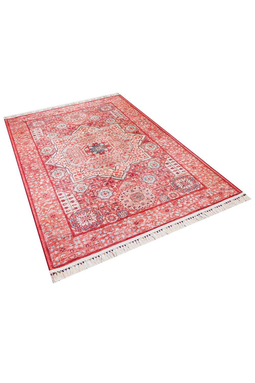 Vintage Desen Pamuk Taban Baskılı Halı - 3