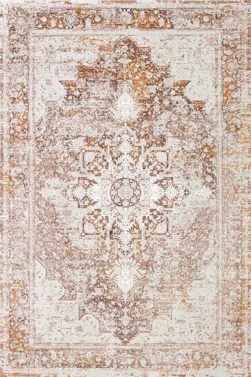 Vintage Desen Pamuk Taban Dijital Baskılı Halı Bej - Frenda (1)