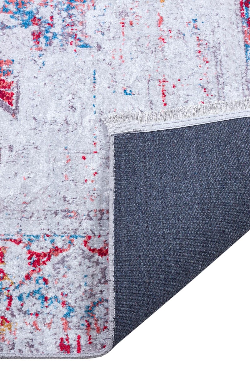 Vintage Desen Pamuk Taban Dijital Baskılı Halı Kırmızı - 5