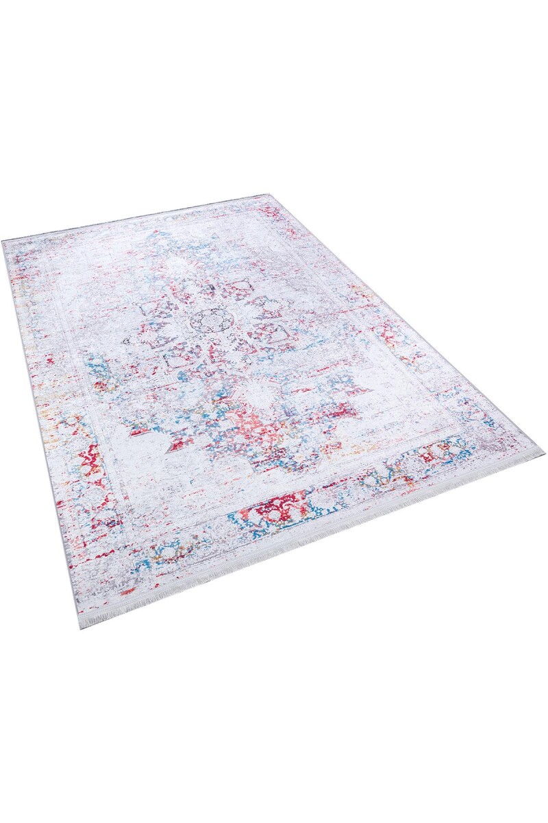 Vintage Desen Pamuk Taban Dijital Baskılı Halı Kırmızı - Frenda (1)