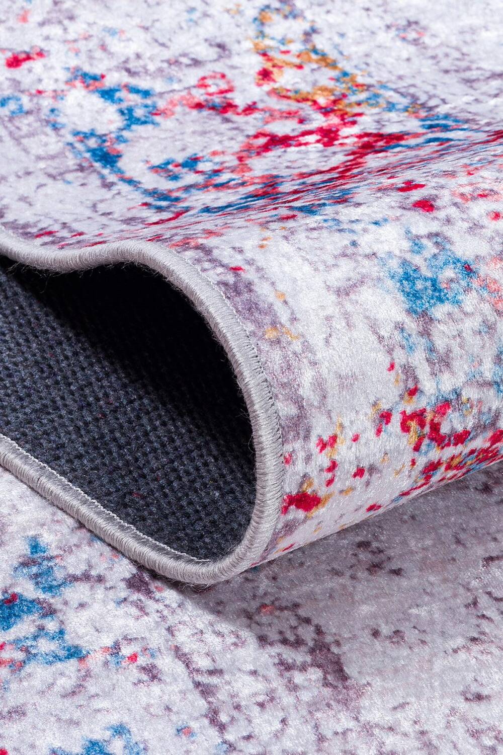 Vintage Desen Pamuk Taban Dijital Baskılı Halı Kırmızı - 4