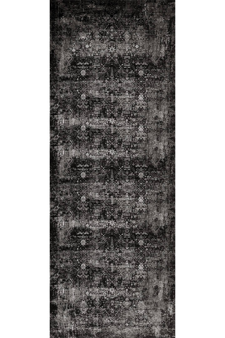 Vintage Desen Yıkanabilir Pamuk Taban Dekoratif Yolluk Halı Gri - 2