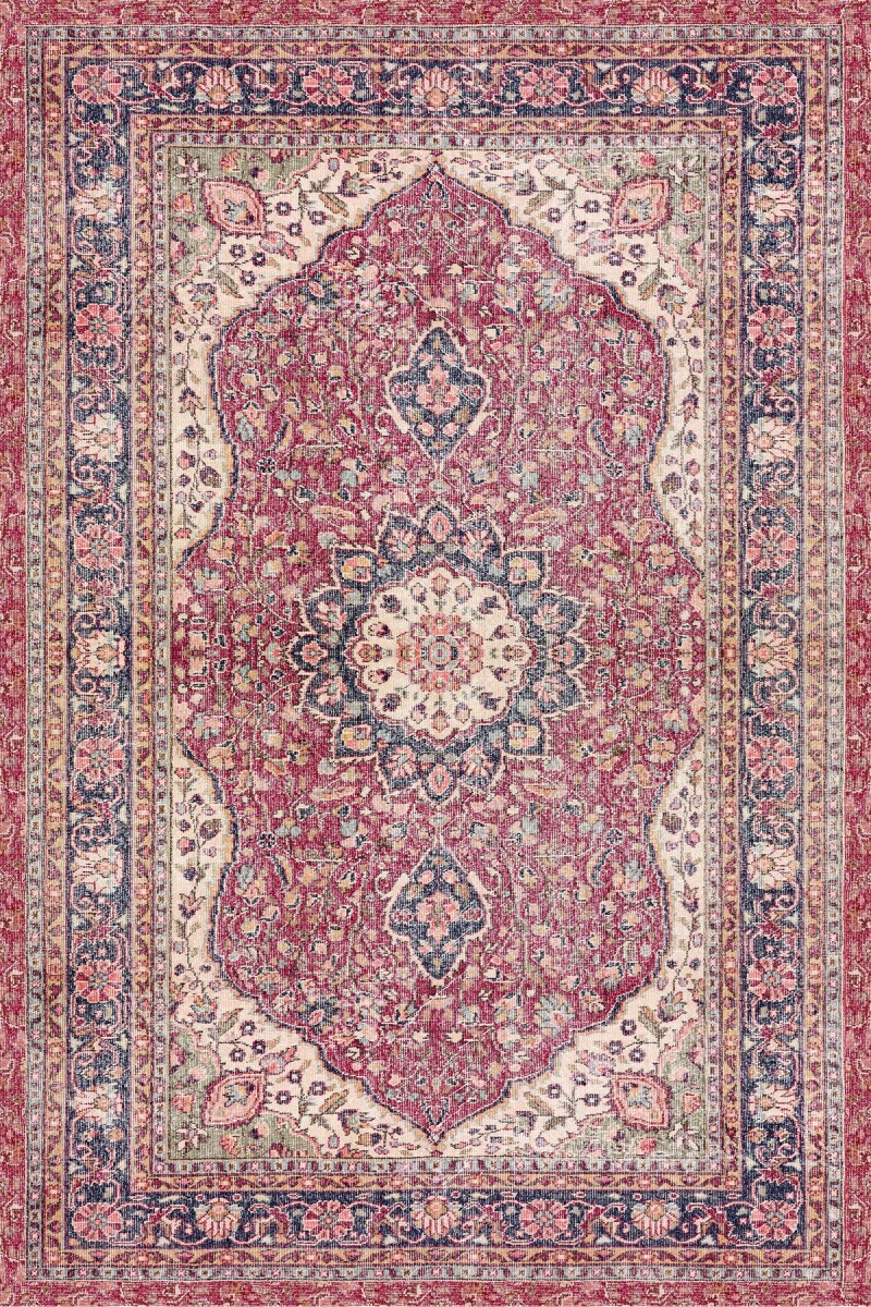 Vintage Desenli Pamuk Taban Baskılı Halı - 4