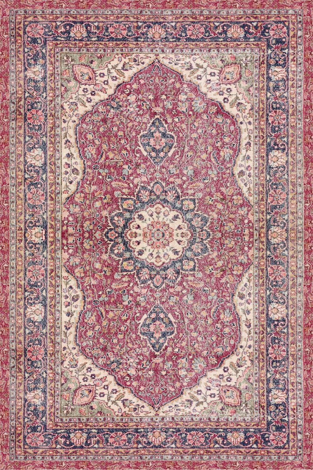 Vintage Desenli Pamuk Taban Baskılı Halı - 4