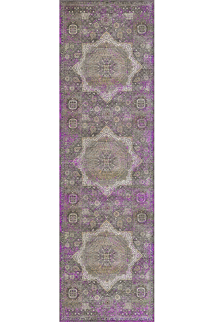 Vintage Desenli Pamuk Taban Dekoratif Yolluk Halı Fuşya - Frenda (1)