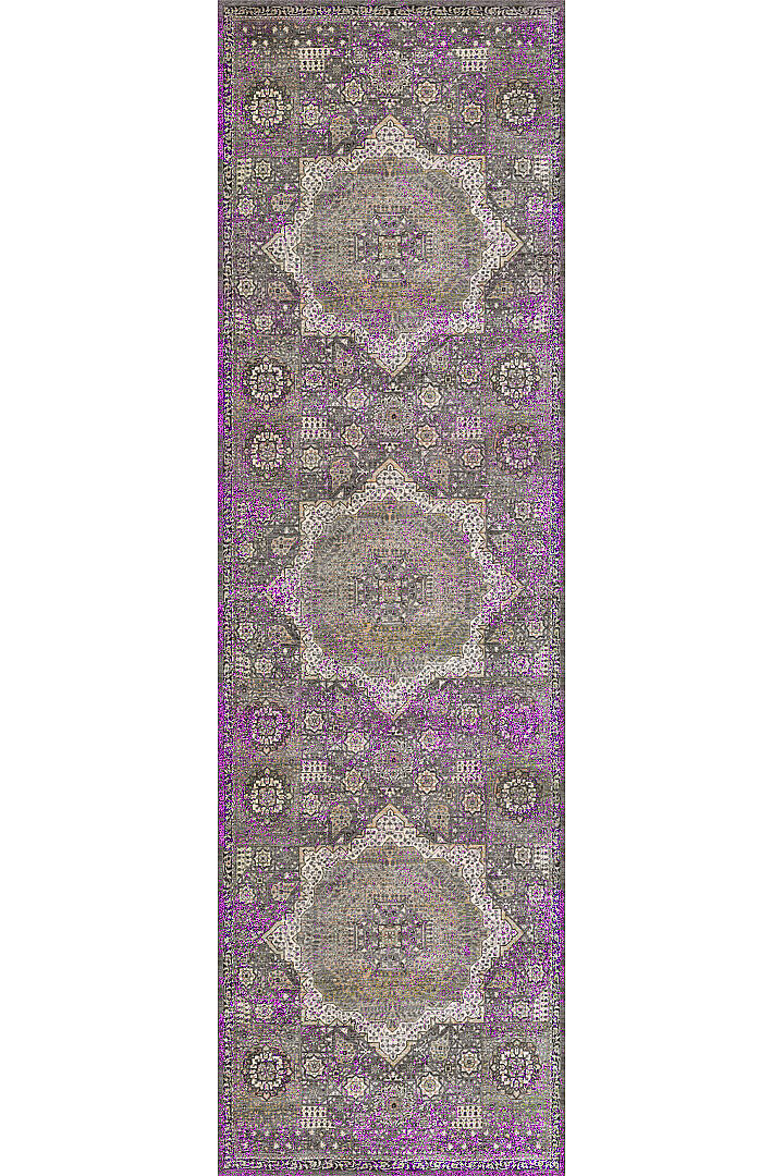 Vintage Desenli Pamuk Taban Dekoratif Yolluk Halı Fuşya - 2